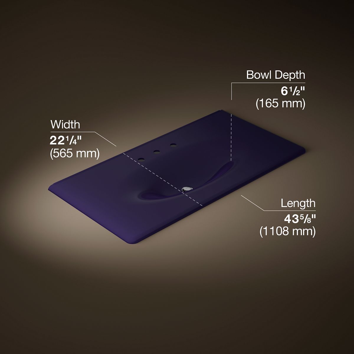 Iron/Impressions® 43" Enameled cast iron vanity top with integrated oval sink
