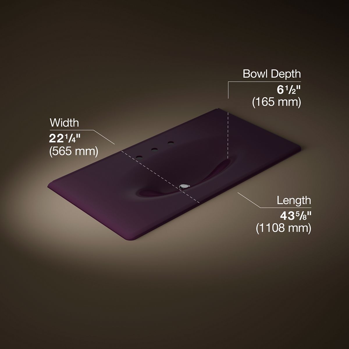 Iron/Impressions® 43" Enameled cast iron vanity top with integrated oval sink
