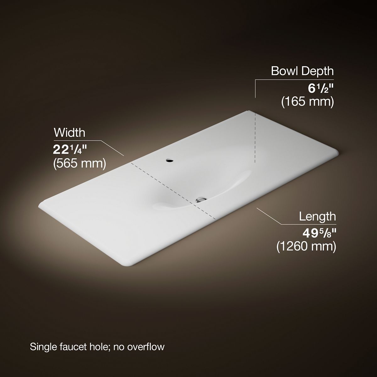Iron/Impressions® 49" Enameled cast iron vanity top with integrated oval sink