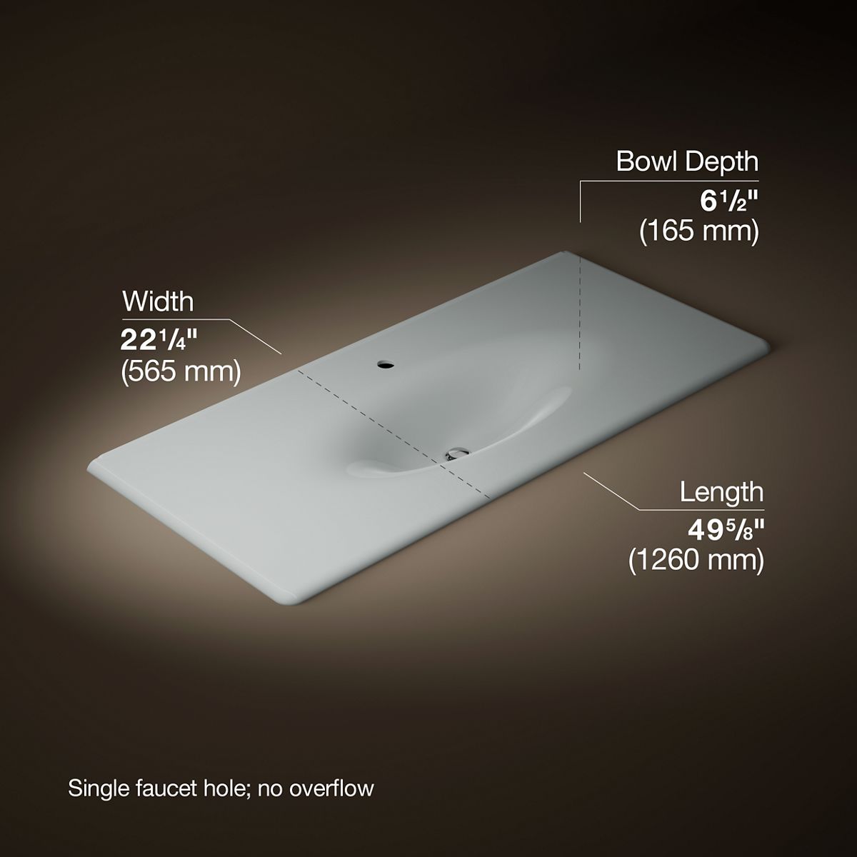 Iron/Impressions® 49" Enameled cast iron vanity top with integrated oval sink