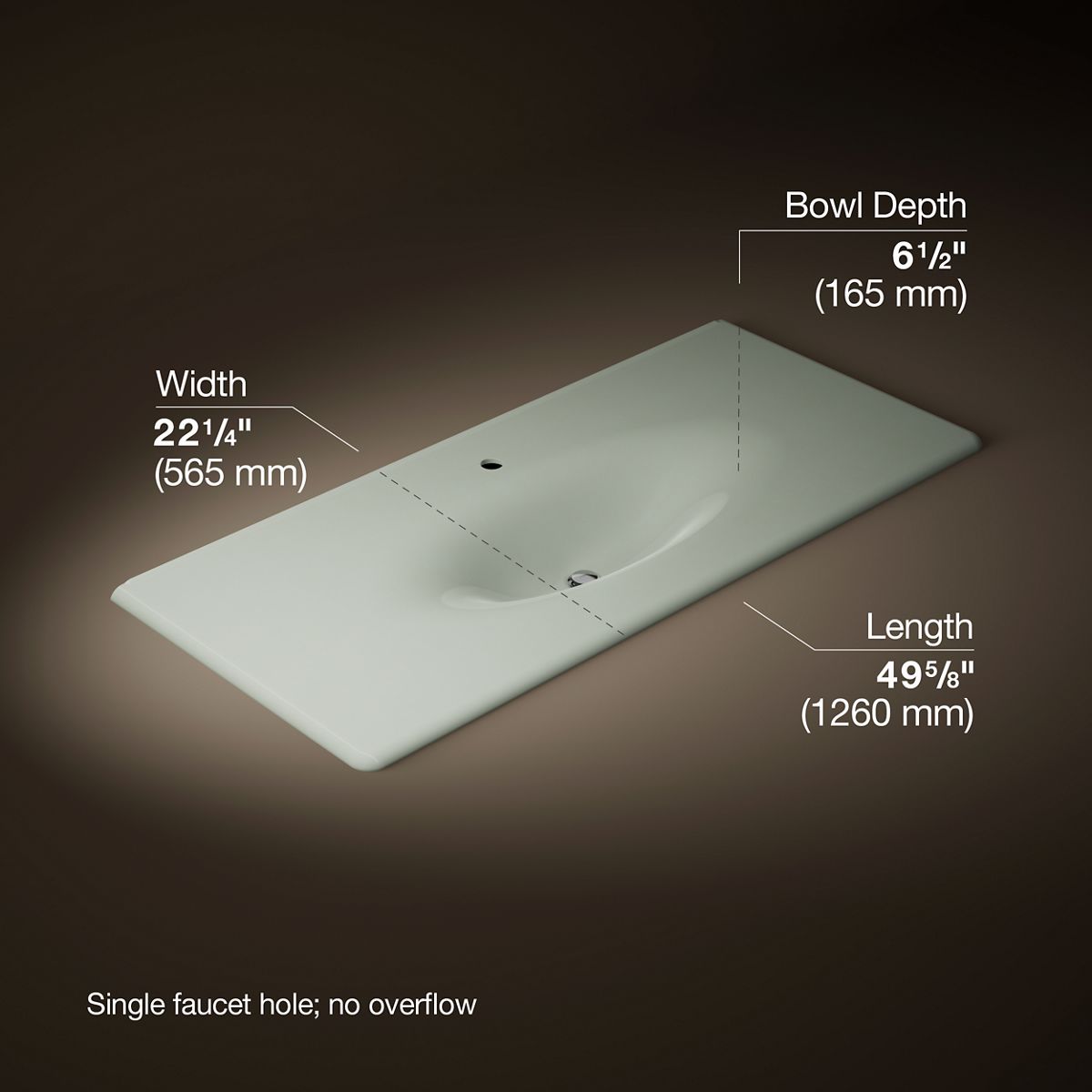 Iron/Impressions® 49" Enameled cast iron vanity top with integrated oval sink