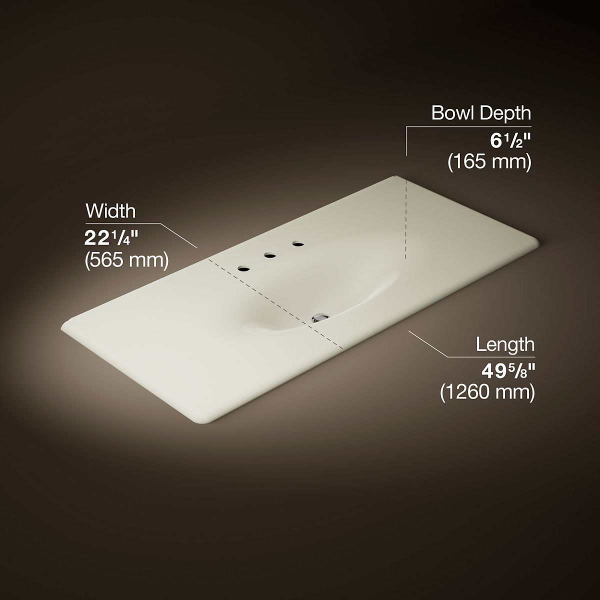 Iron/Impressions® 49" Enameled cast iron vanity top with integrated oval sink