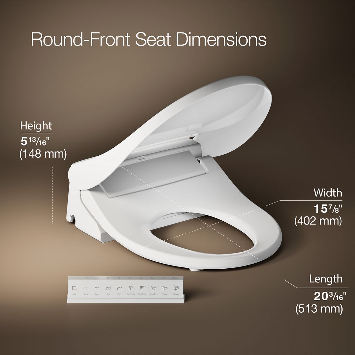 PureWash® E880 Round-front bidet toilet seat with remote control