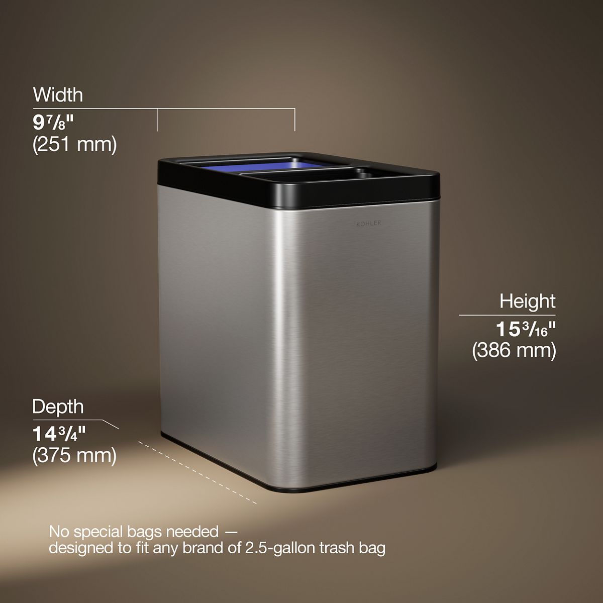 5-3/4-gallon dual-compartment open-top trash can