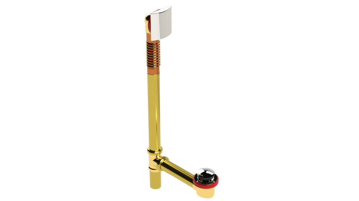 BRASS OFFSET WASTE & OVERFLOW TIP-TOE EXTENDED (3141TIP-20CP)
