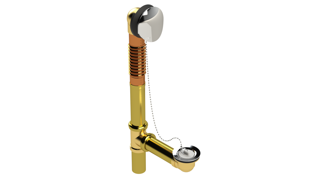 BRASS OFFSET WASTE & OVERFLOW PLUG & CHAIN - BOXED (3142BXCS-S)