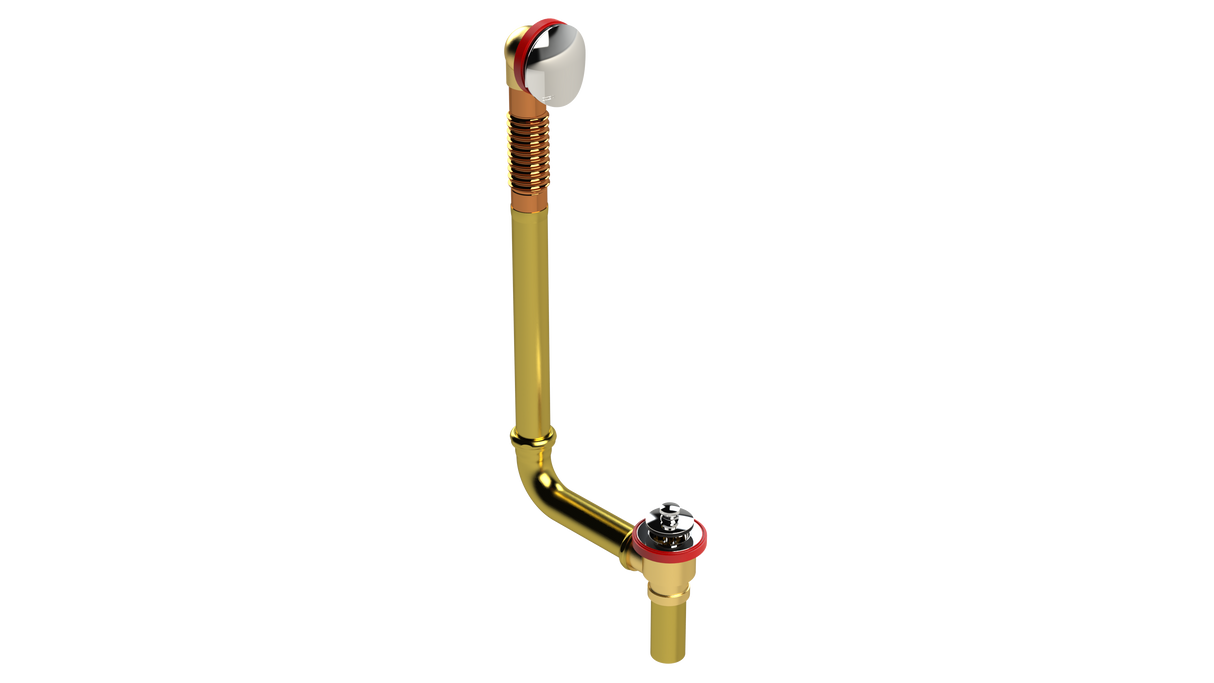 BRASS DIRECT DRAIN WASTE & OVERFLOW PUSH-PULL EXTENDED (3142DPP-20CP)