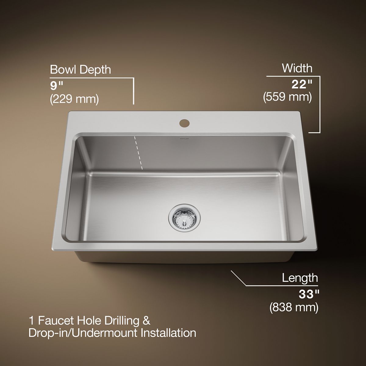 Prologue® 33" top-/undermount single-bowl kitchen sink