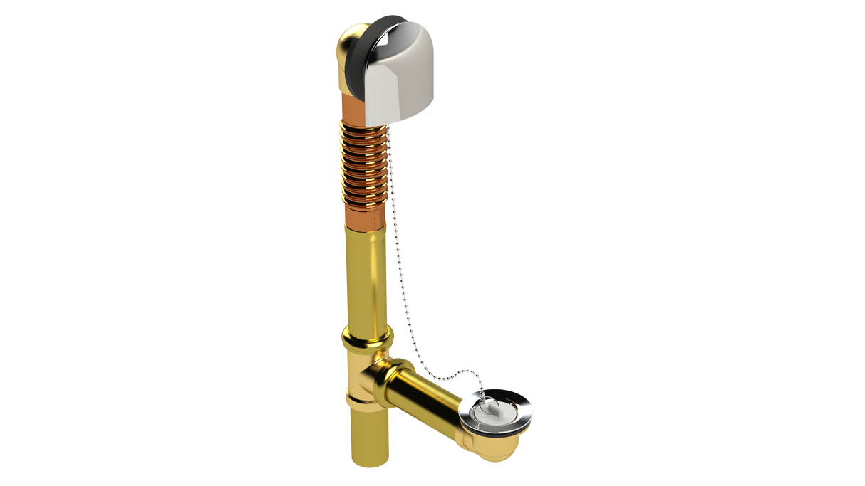 BRASS OFFSET WASTE & OVERFLOW PLUG & CHAIN (314CS-S)