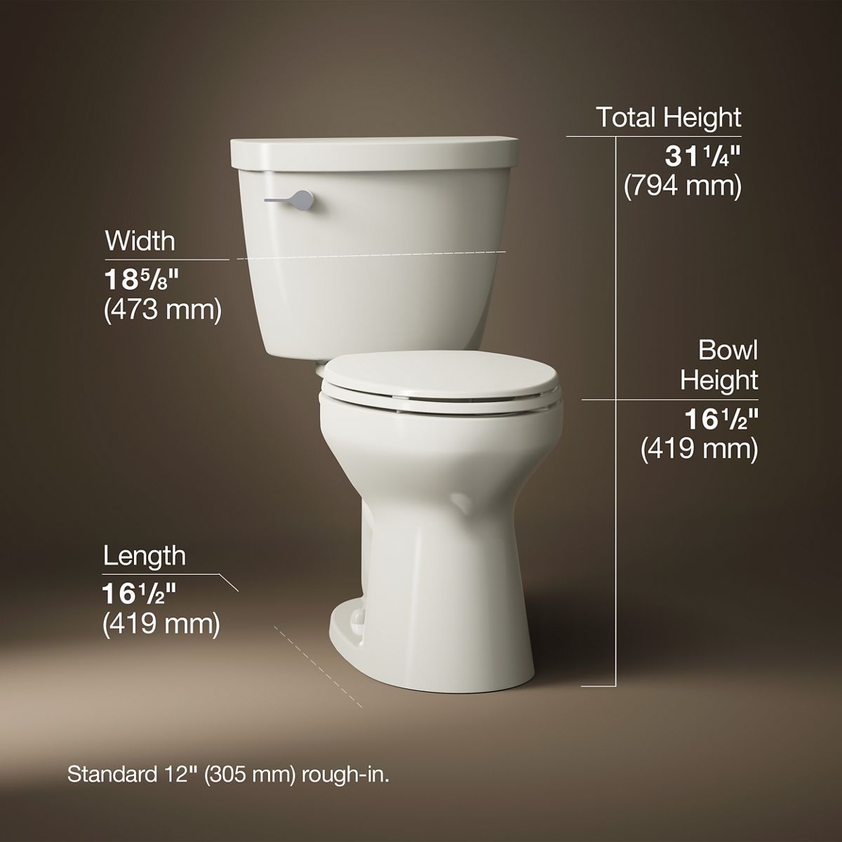Cimarron® Two-piece elongated toilet, 1.28 gpf