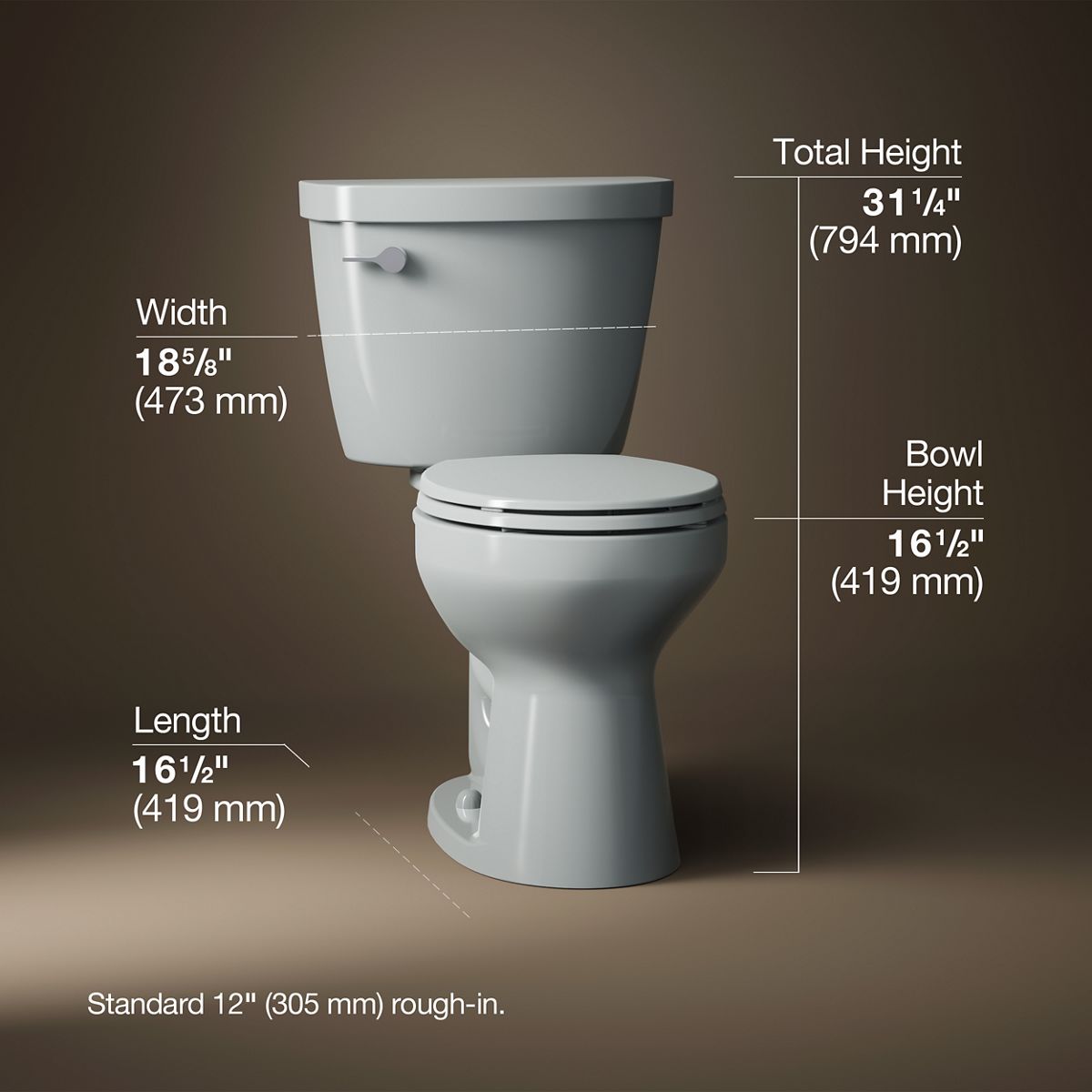 Cimarron® Two-piece round-front toilet, 1.28 gpf
