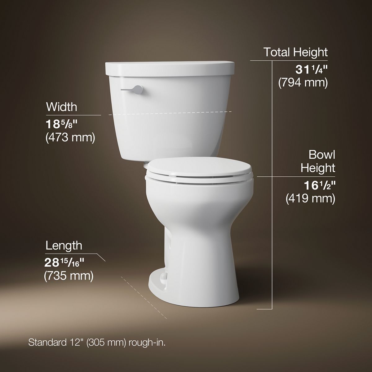 Cimarron® Two-piece round-front toilet, 1.28 gpf