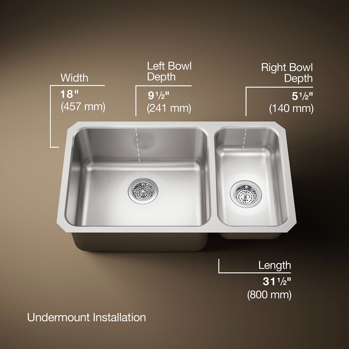 Undertone® 31-1/2" undermount double-bowl kitchen sink