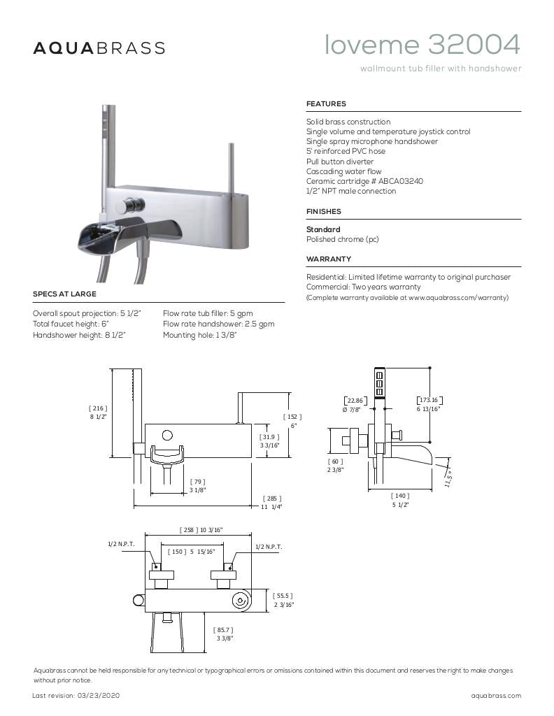 Wallmount tub filler with handshower