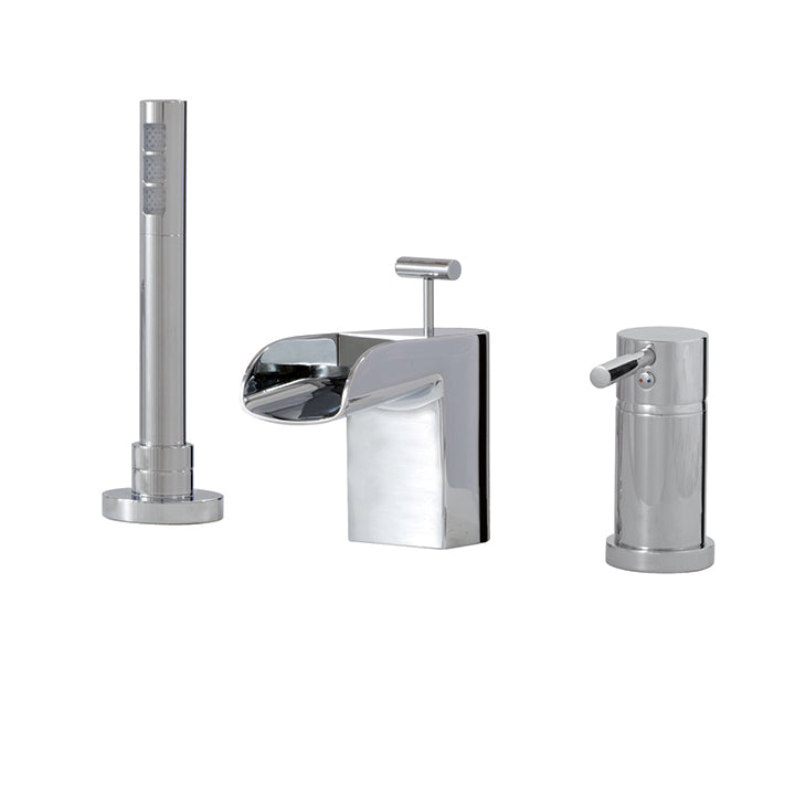 3-piece deckmount tub filler with handshower