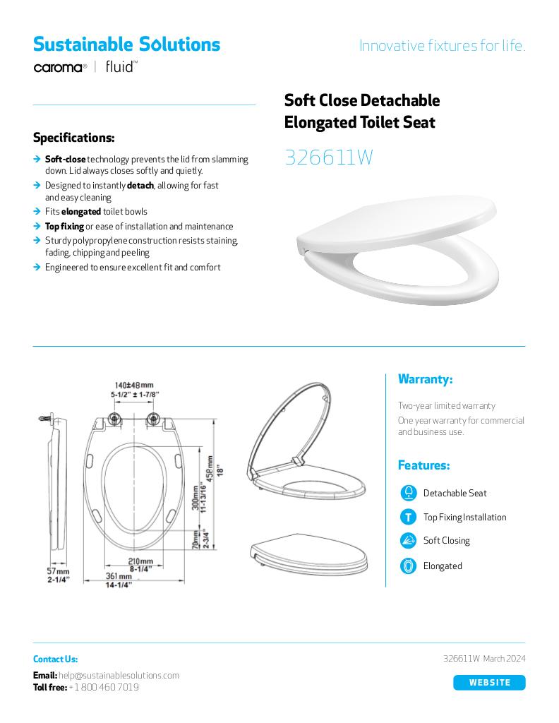 Soft Closing Detachable Elongated Seat