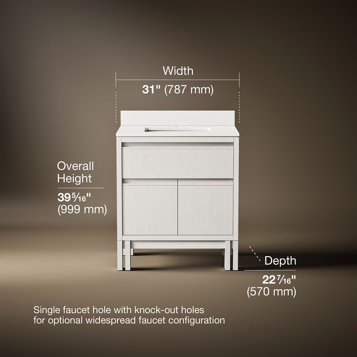 Solive™ 30" bathroom vanity cabinet with sink and quartz top