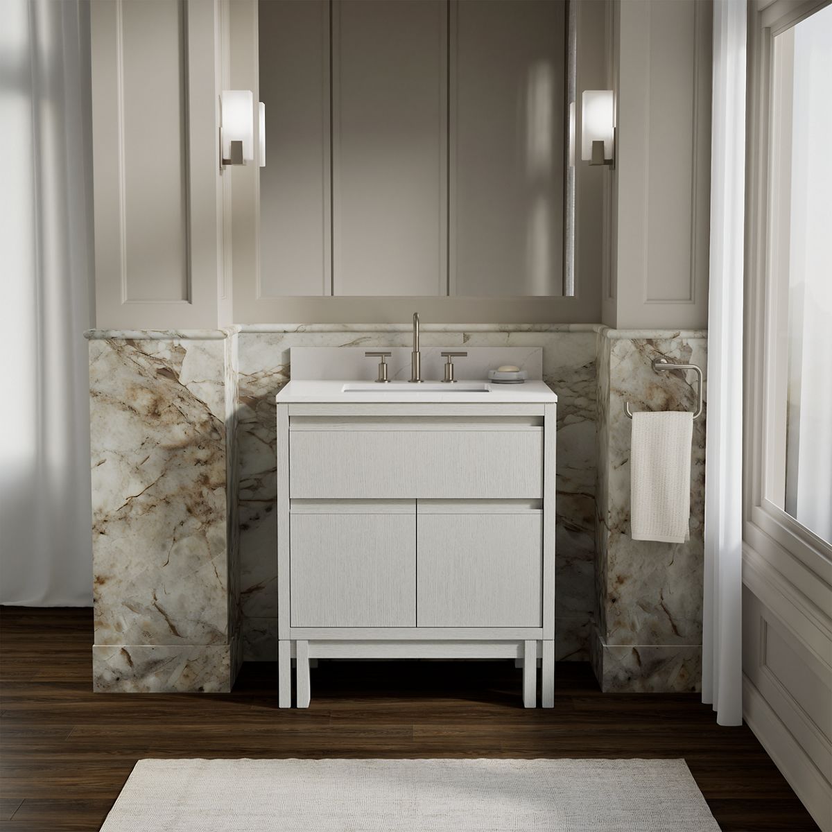 Solive™ 30" bathroom vanity cabinet with sink and quartz top