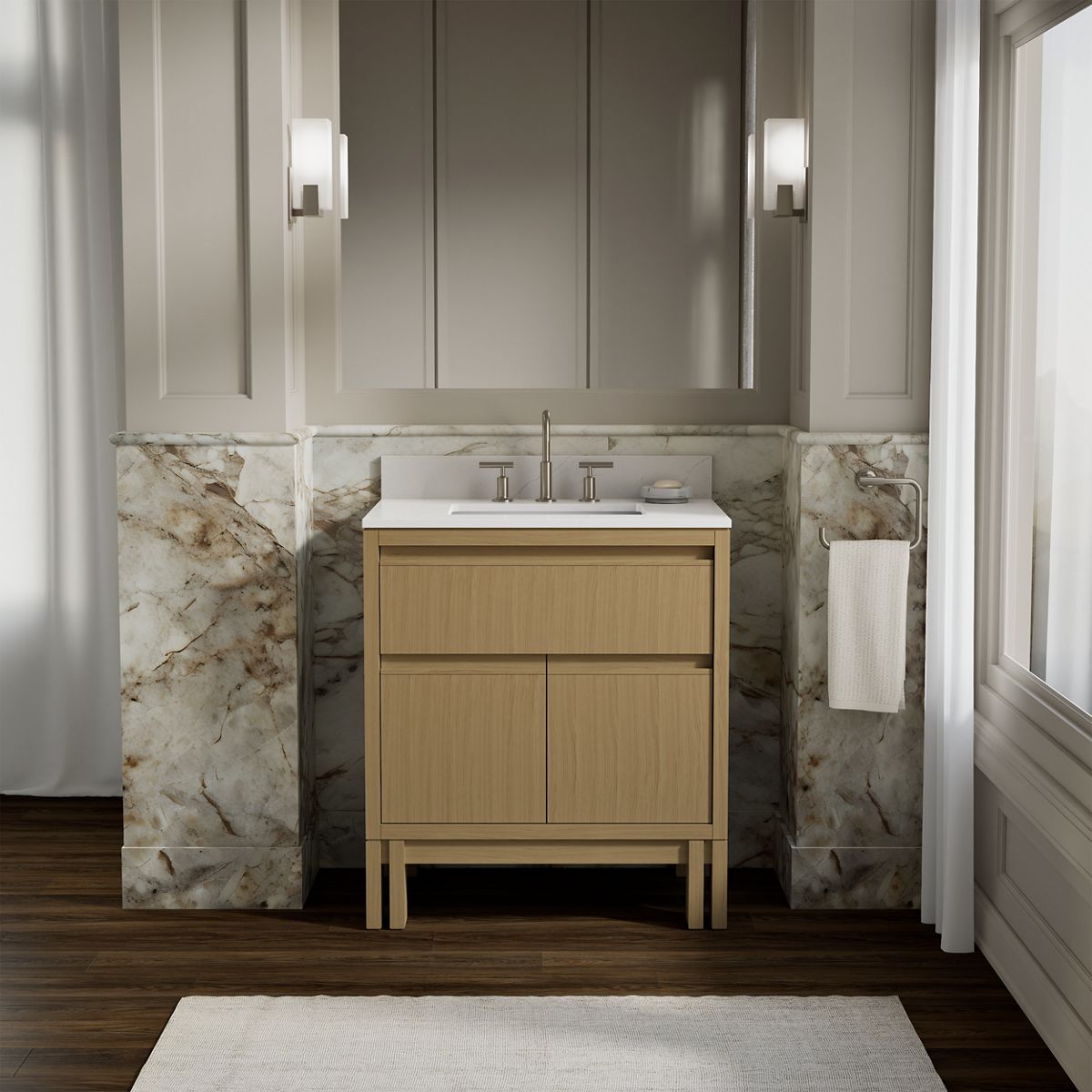 Solive™ 30" bathroom vanity cabinet with sink and quartz top