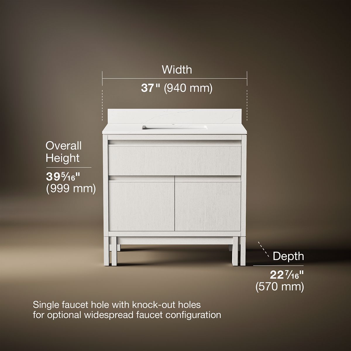 Solive™ 36" bathroom vanity cabinet with sink and quartz top