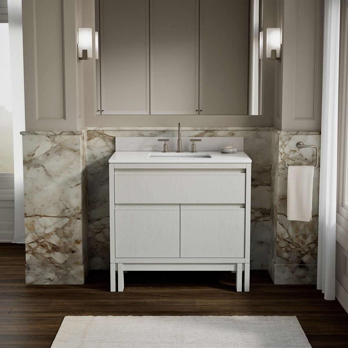 Solive™ 36" bathroom vanity cabinet with sink and quartz top