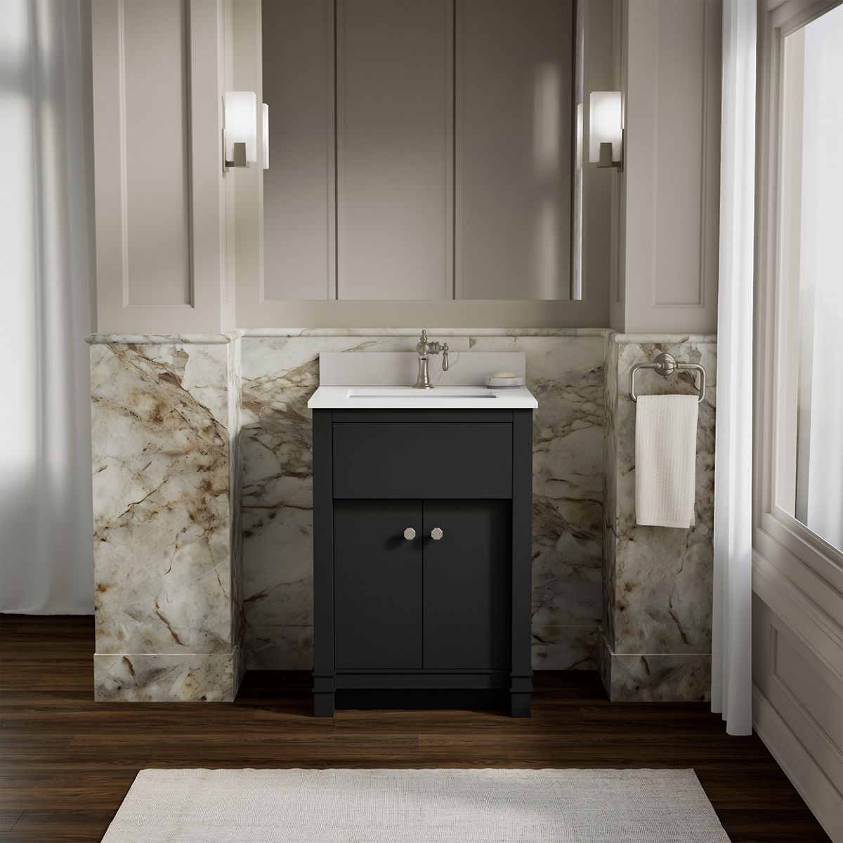 Alouette™ 24" bathroom vanity cabinet with sink and quartz top