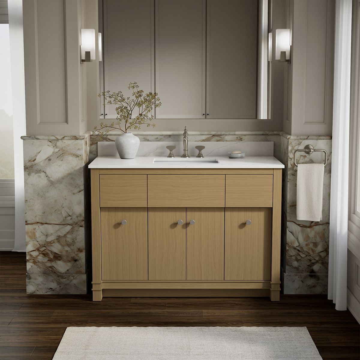 Alouette™ 48" bathroom vanity cabinet with sink and quartz top