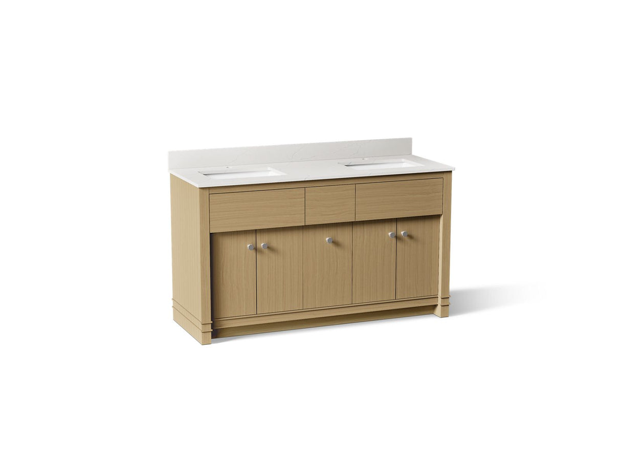 Alouette™ 60" bathroom vanity cabinet with sinks and quartz top
