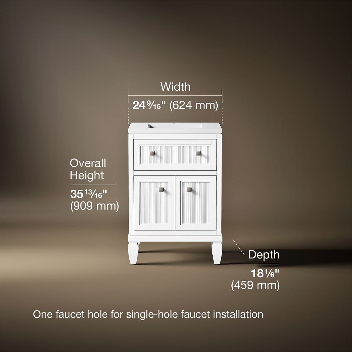 Hearthaven® 24" bathroom vanity cabinet with sink and quartz top