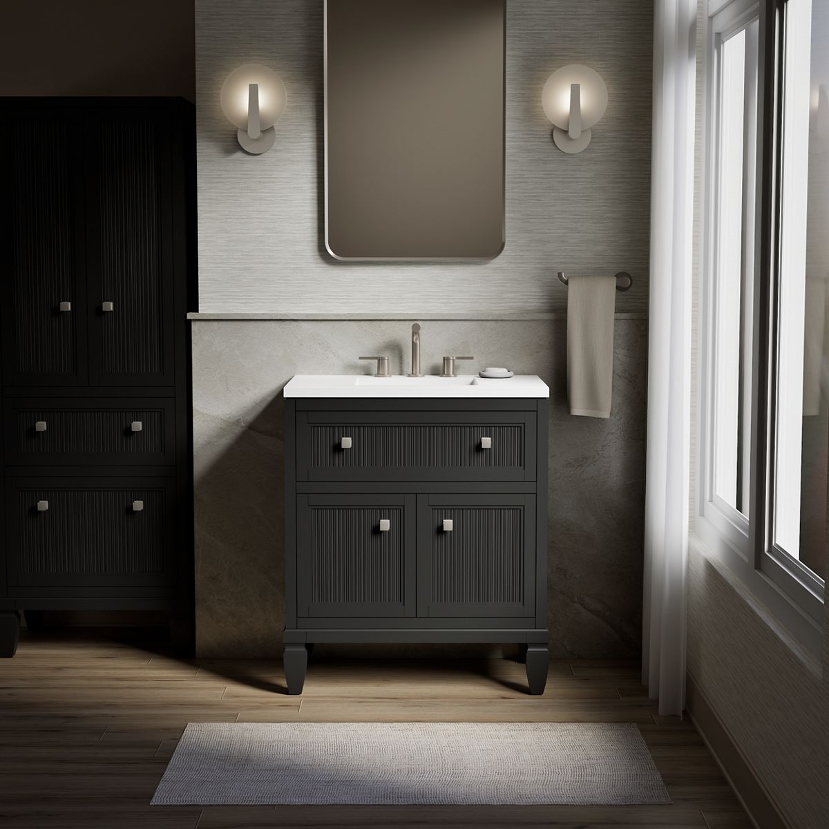 Hearthaven® 30" bathroom vanity cabinet with sink and quartz top
