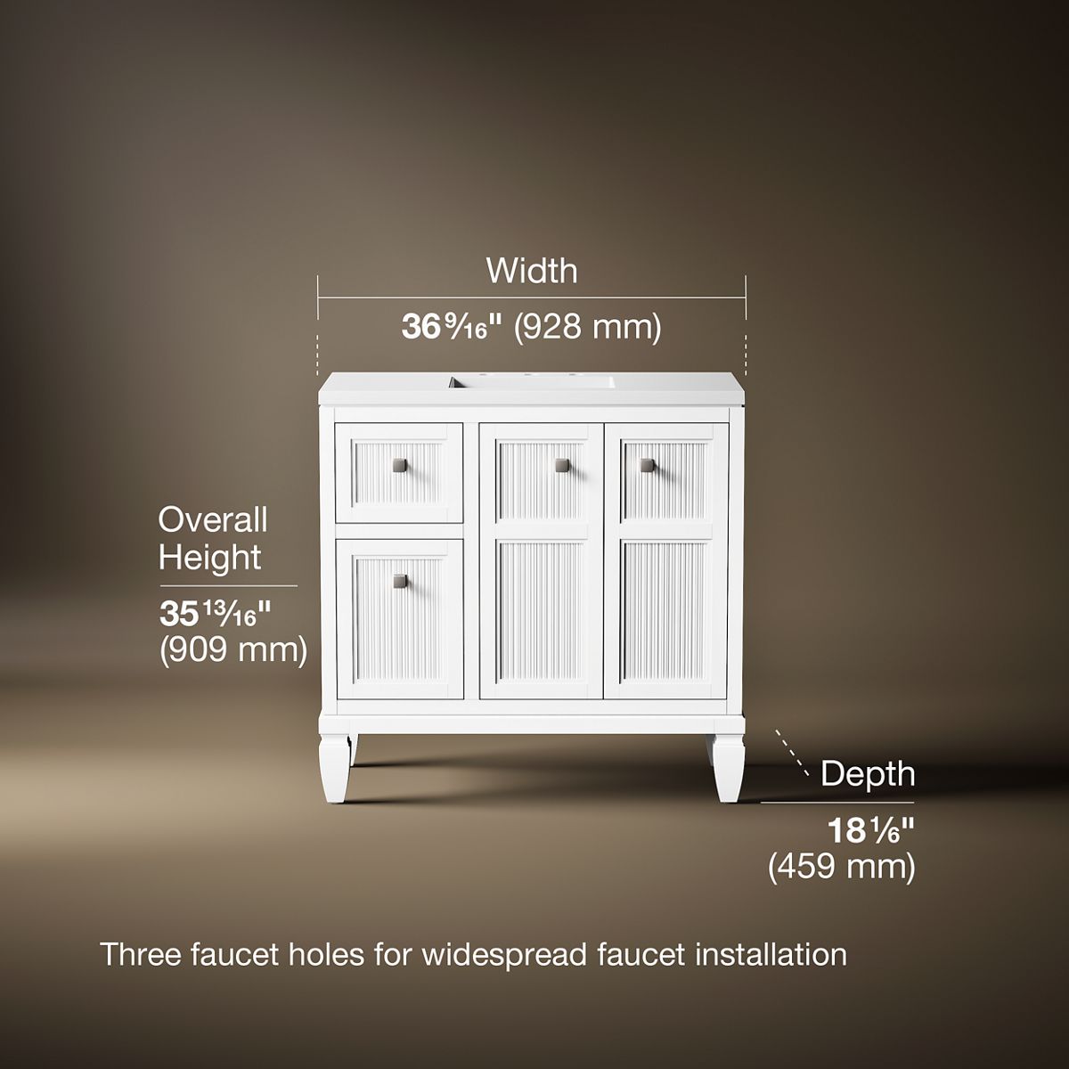 Hearthaven® 36" bathroom vanity cabinet with sink and quartz top