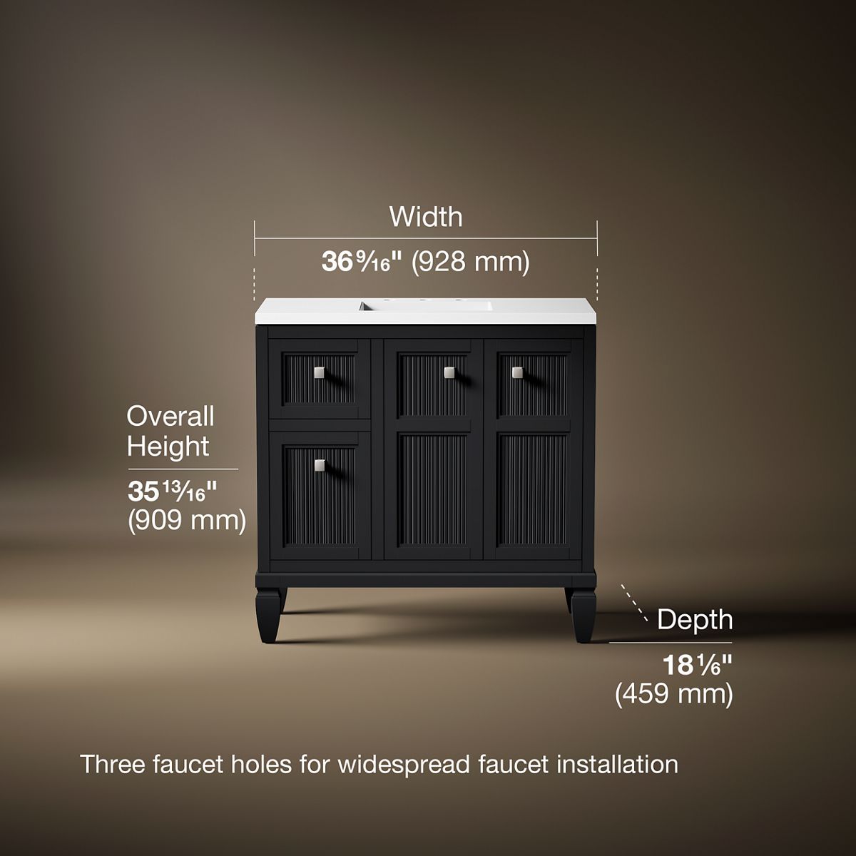 Hearthaven® 36" bathroom vanity cabinet with sink and quartz top