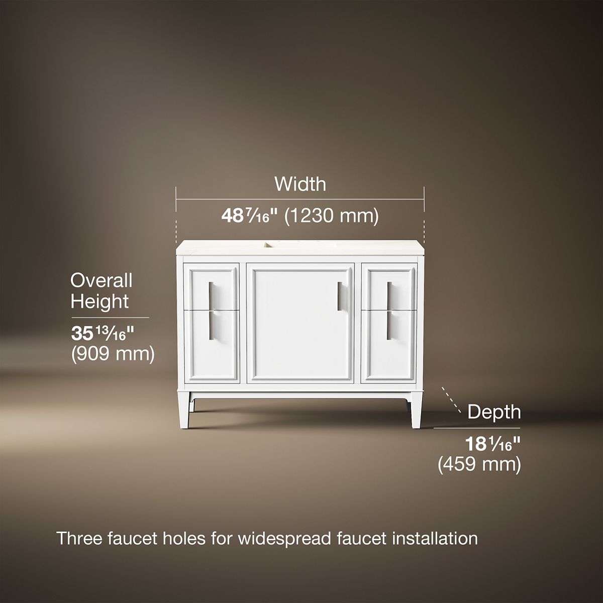 Southerk® 48" bathroom vanity cabinet with sink and quartz top