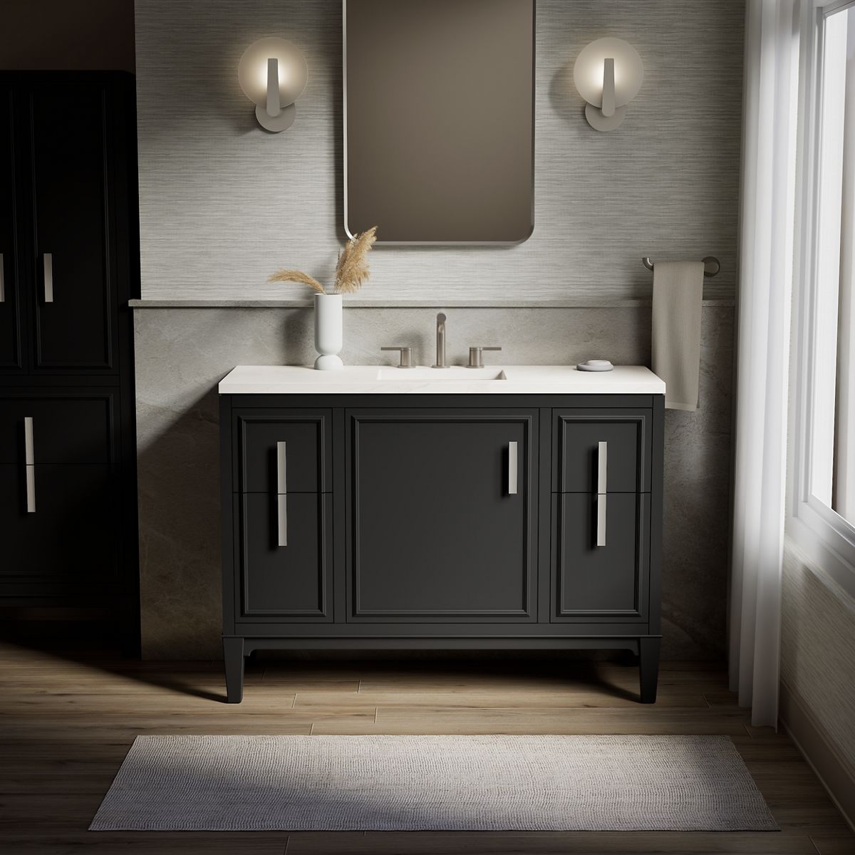 Southerk® 48" bathroom vanity cabinet with sink and quartz top