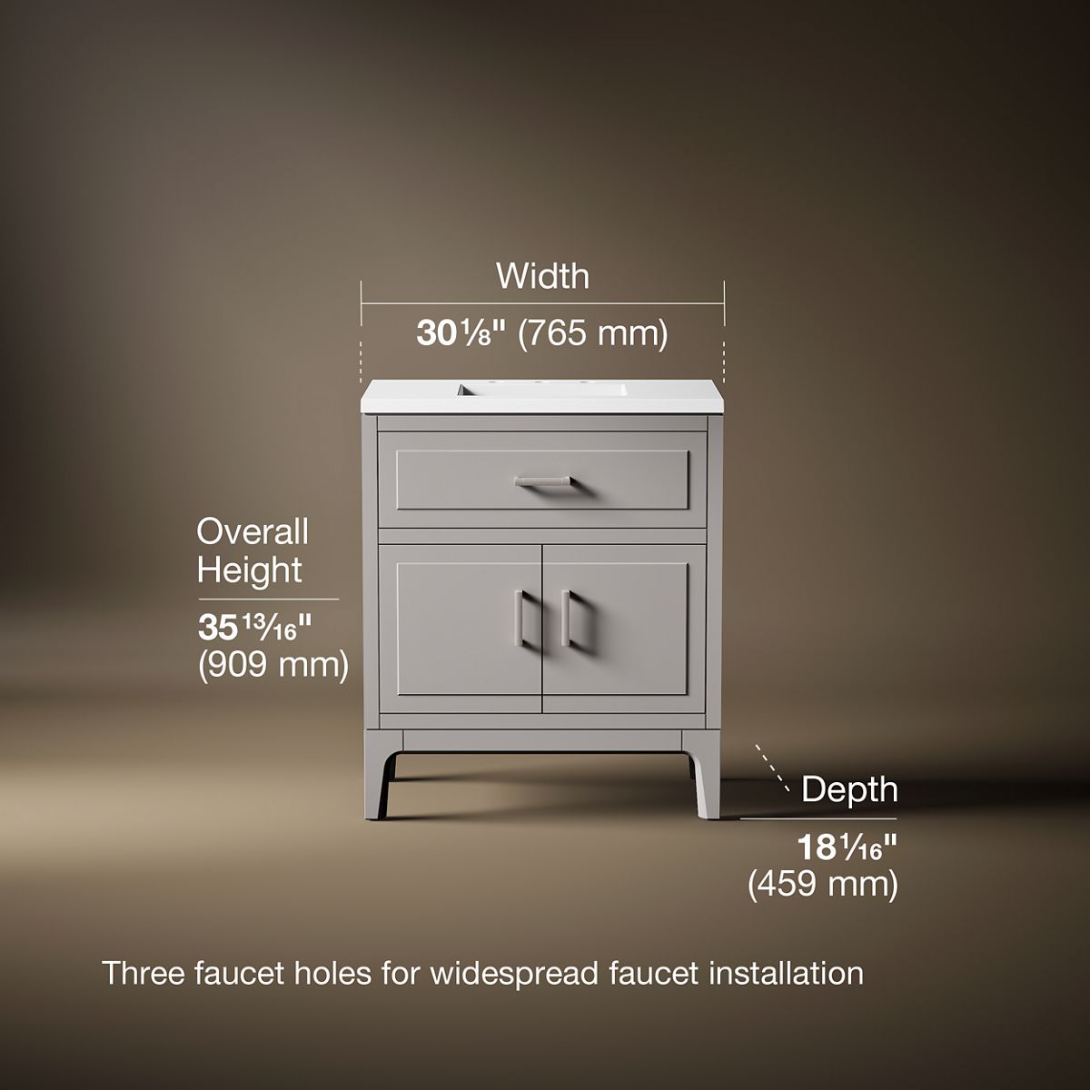 Seer® 30" bathroom vanity cabinet with sink and quartz top