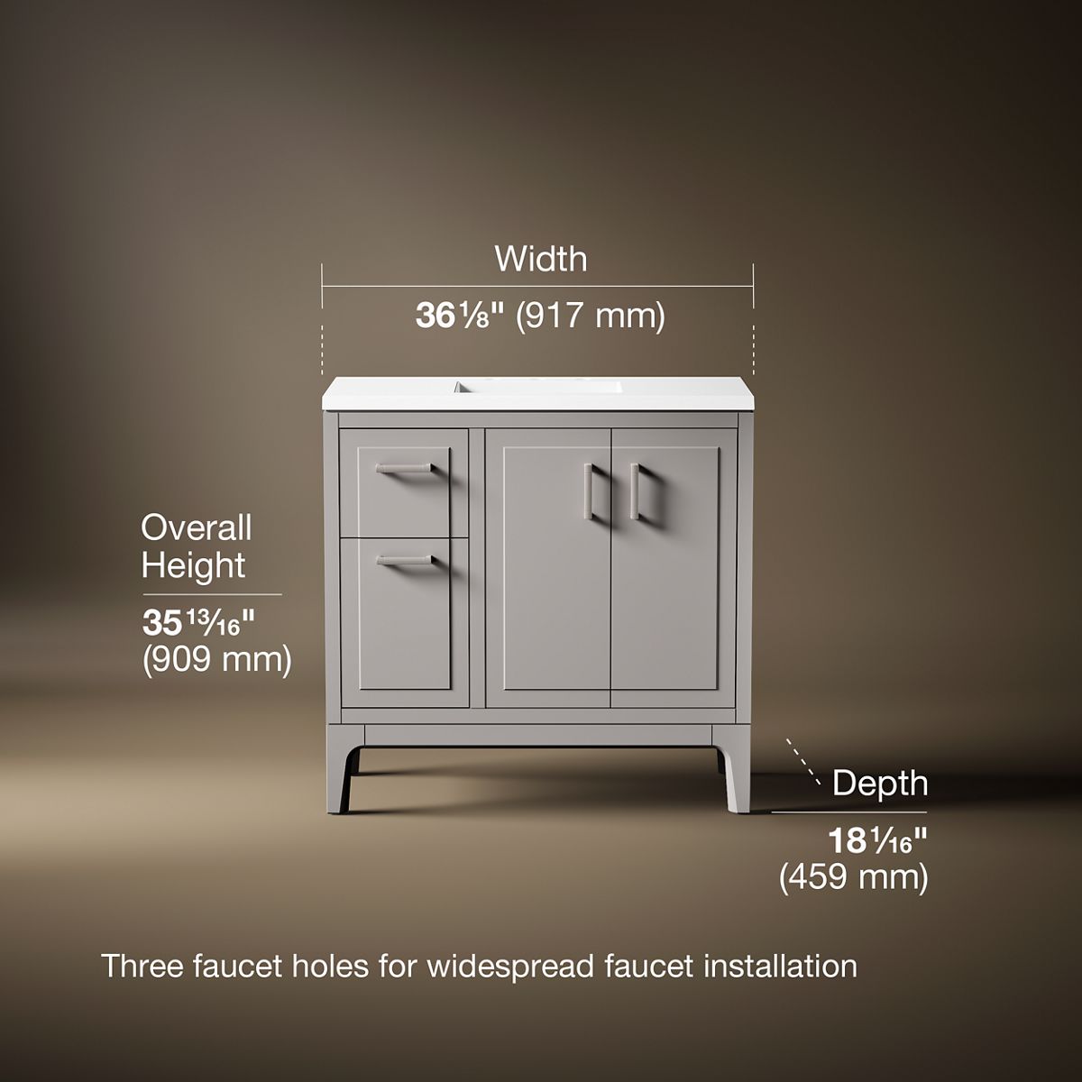 Seer® 36" bathroom vanity cabinet with sink and quartz top