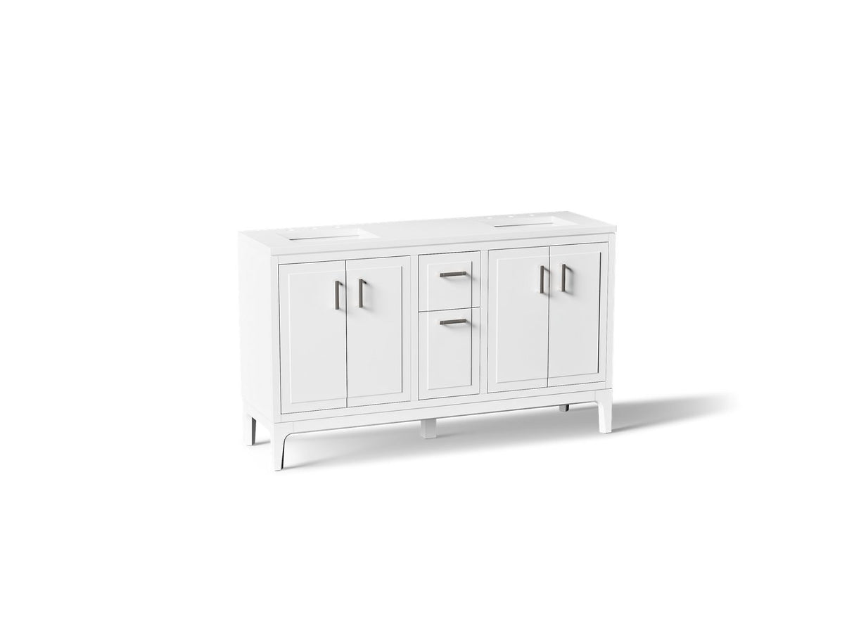 Seer® 60" bathroom vanity cabinet with sinks and quartz top