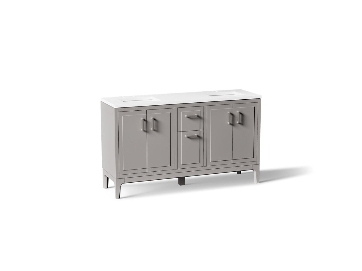 Seer® 60" bathroom vanity cabinet with sinks and quartz top