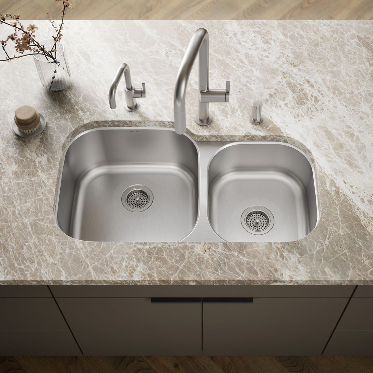 Undertone® 35-1/4 undermount double-bowl kitchen sink
