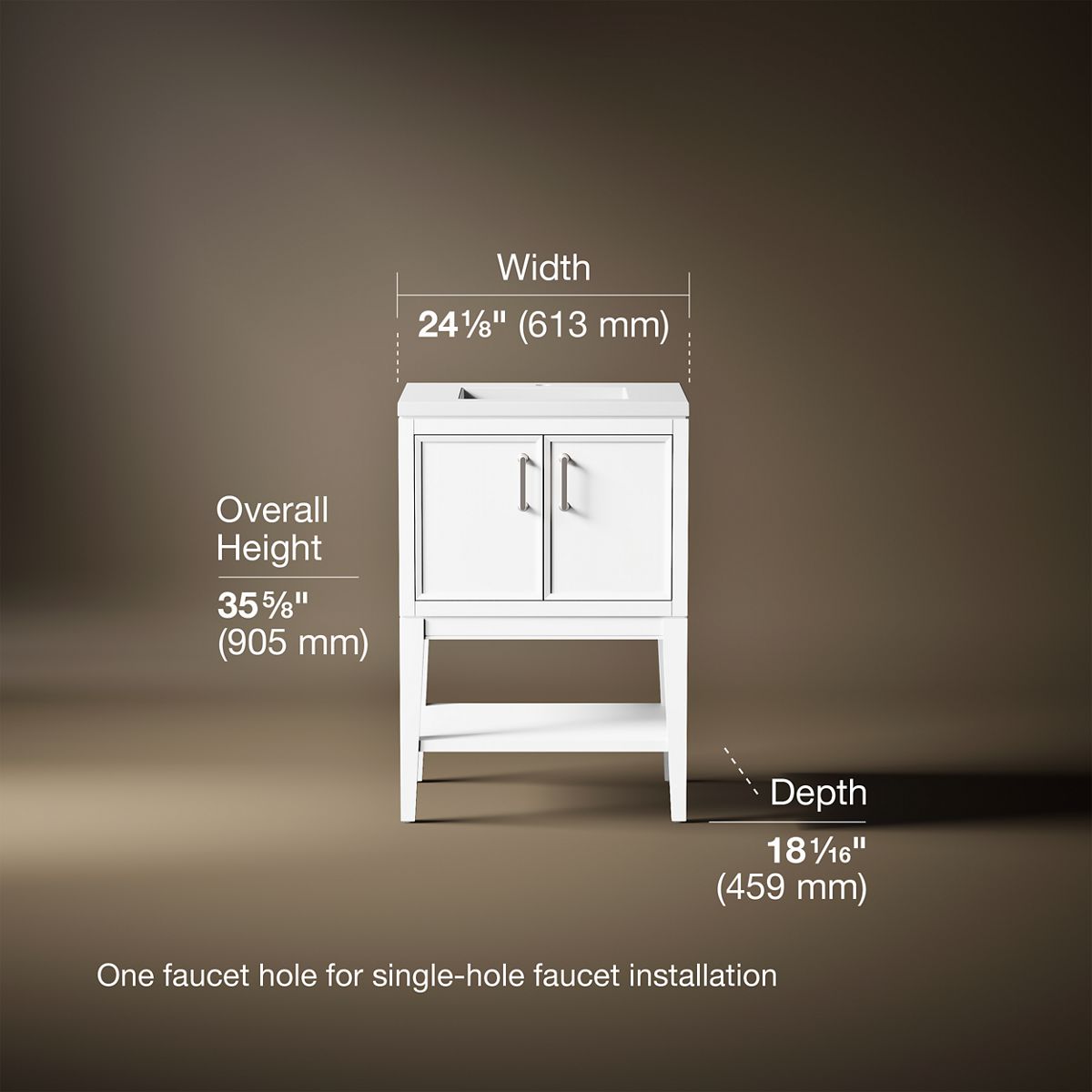 Winnow® 24" bathroom vanity cabinet with sink and quartz top