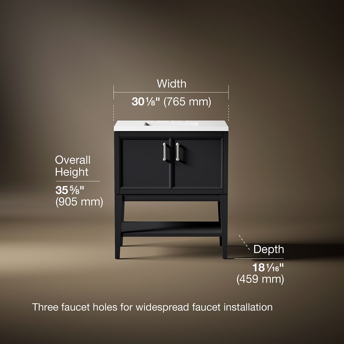 Winnow® 30" bathroom vanity cabinet with sink and quartz top