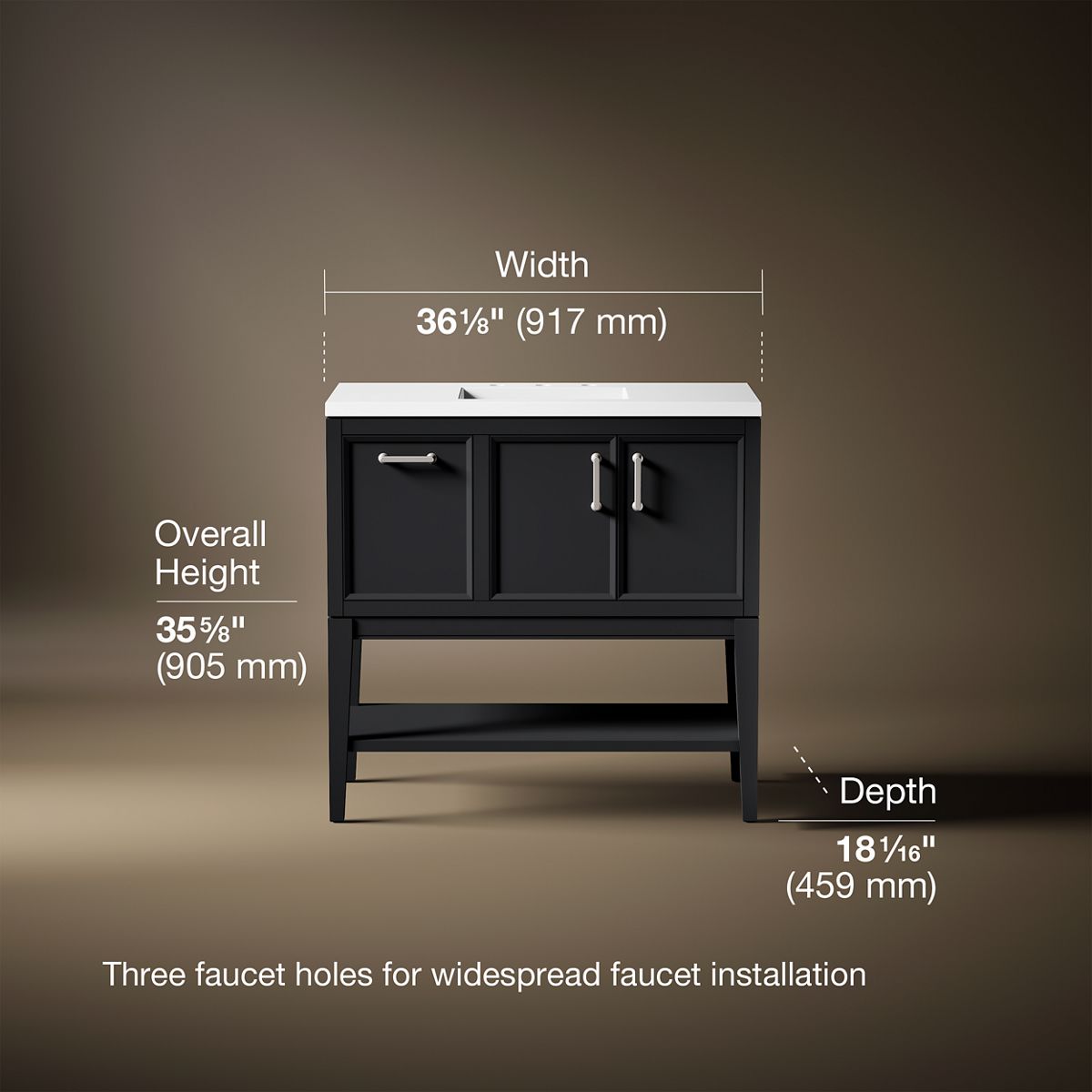 Winnow® 36" bathroom vanity cabinet with sink and quartz top