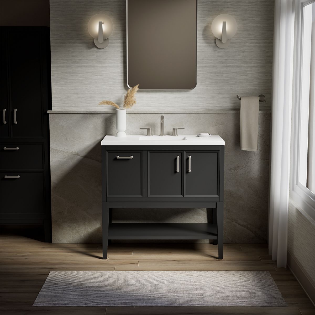 Winnow® 36" bathroom vanity cabinet with sink and quartz top