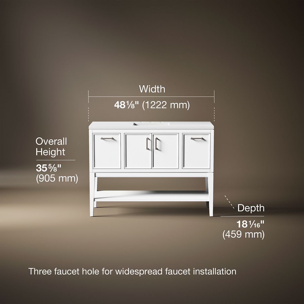 Winnow® 48" bathroom vanity cabinet with sink and quartz top