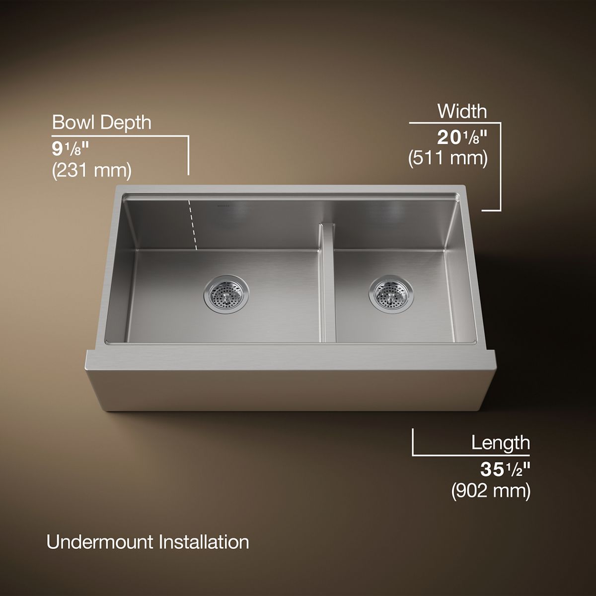 Strive® Smart Divide® 35-1/2” undermount double-bowl farmhouse workstation kitchen sink