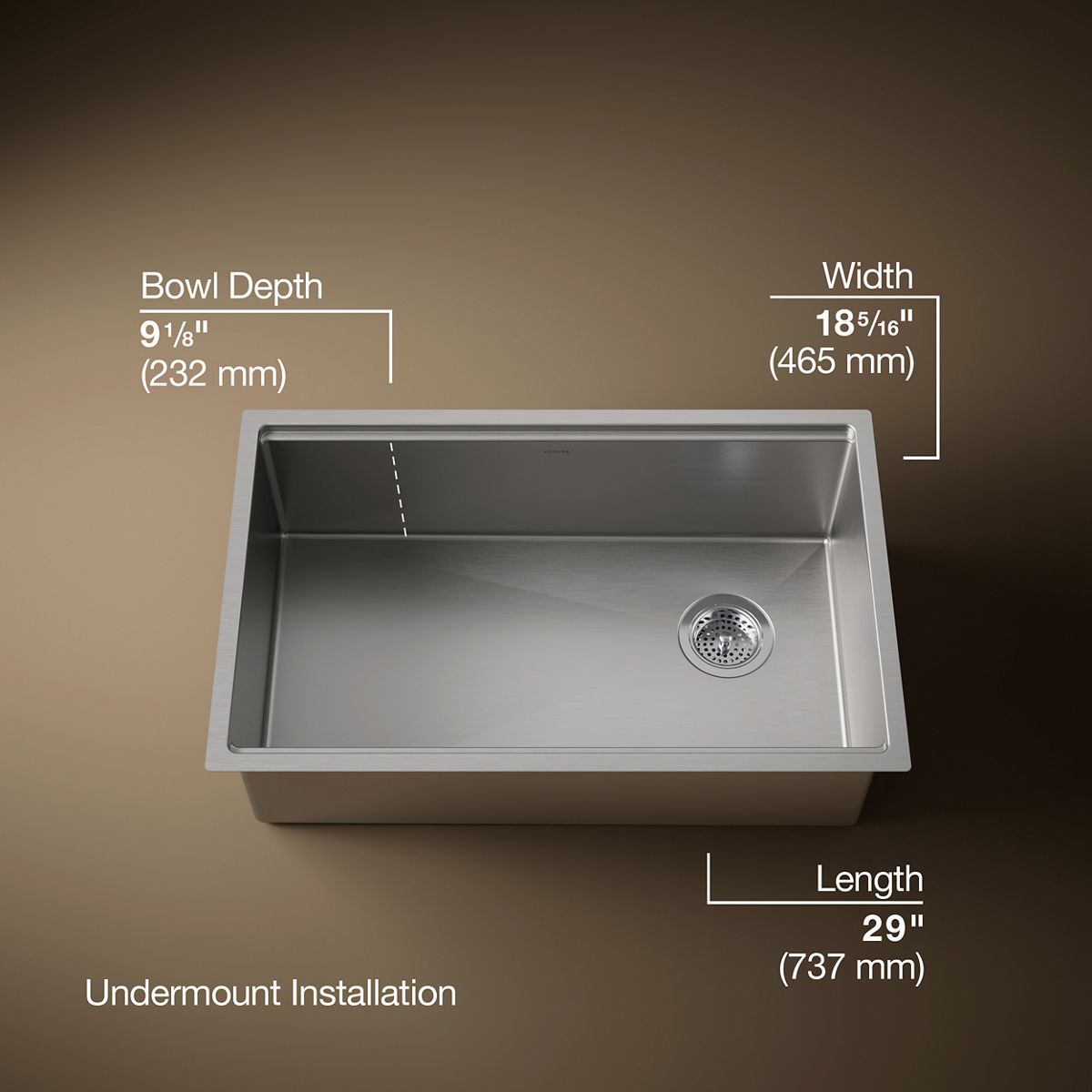 Strive® 29" undermount single-bowl workstation kitchen sink