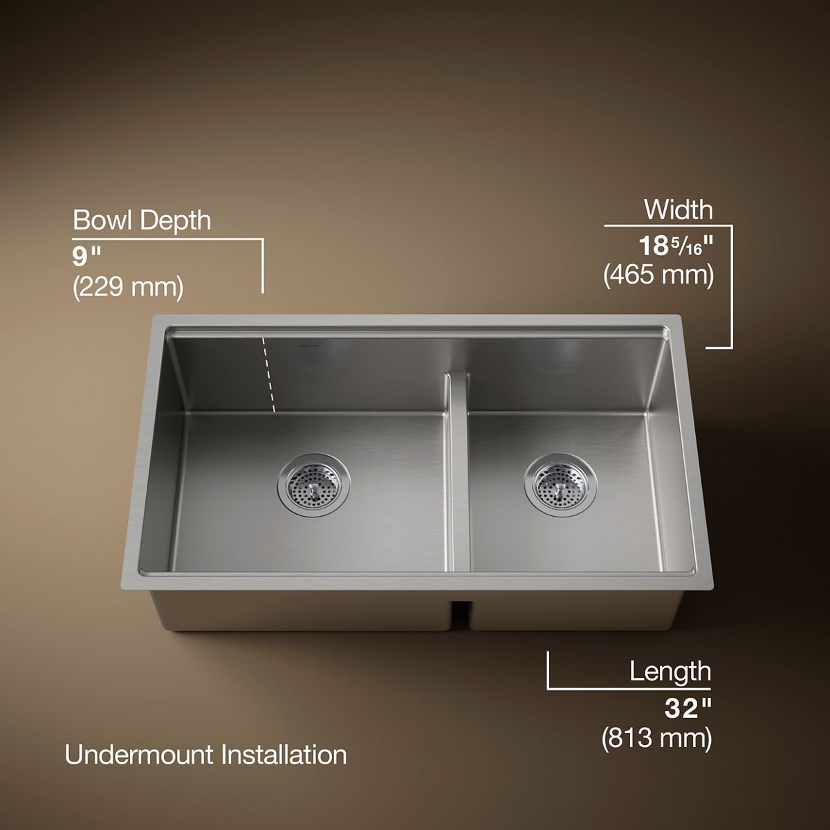 Strive® Smart Divide® 32" undermount double-bowl workstation kitchen sink