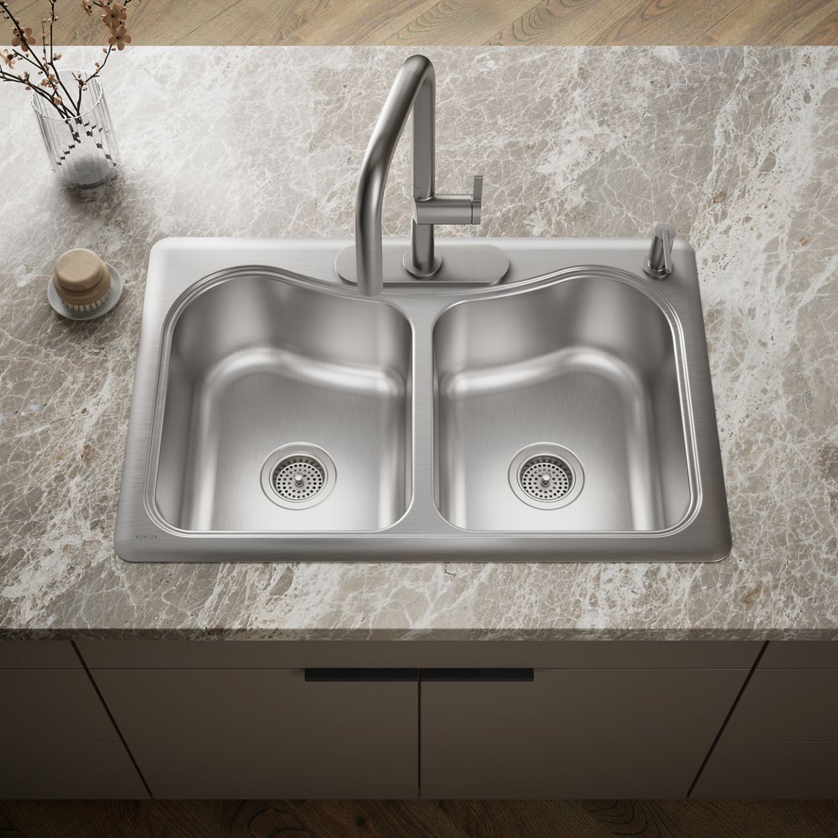 Staccato™ 33" top-mount double-bowl kitchen sink
