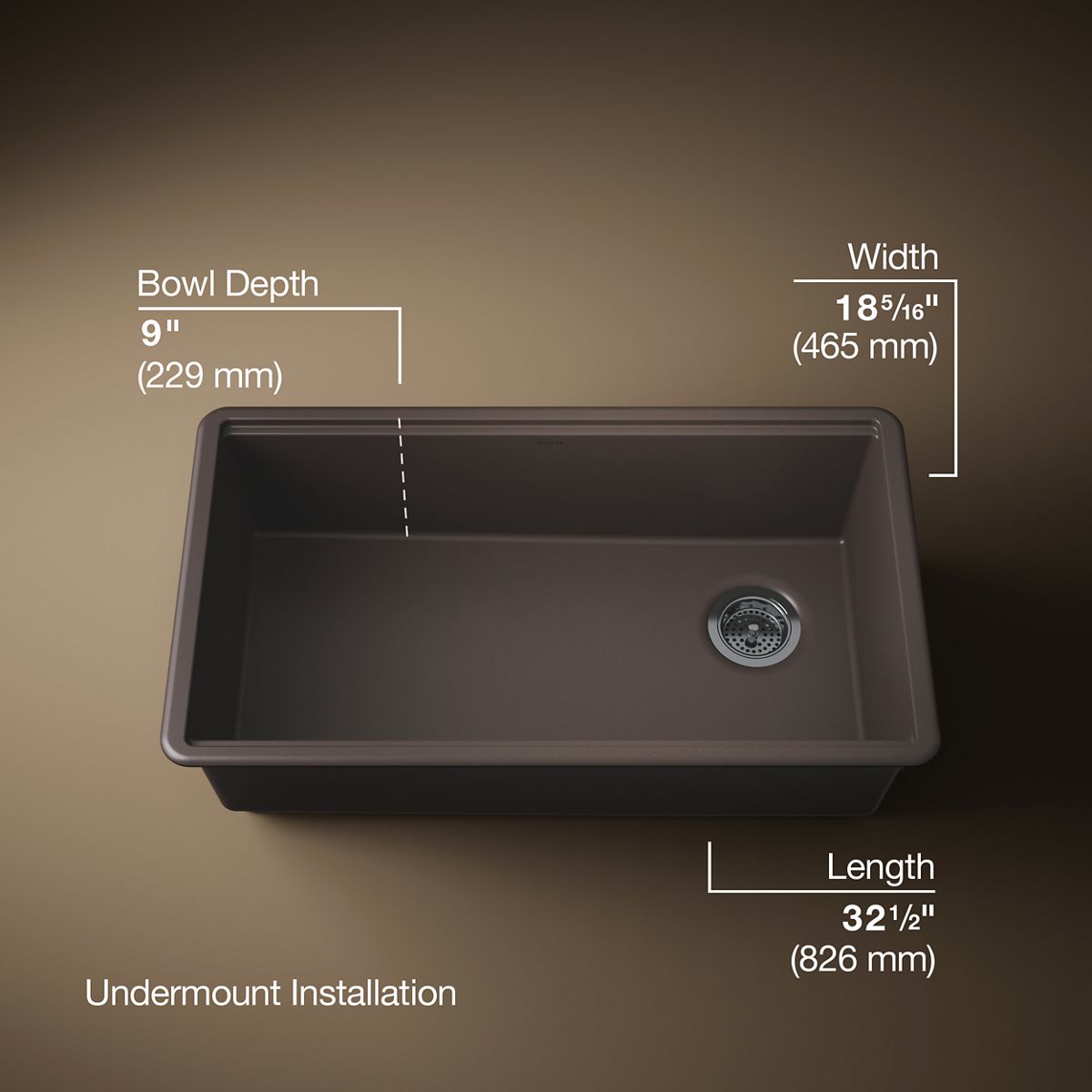 Billings® 32-1/2" undermount single-bowl kitchen sink