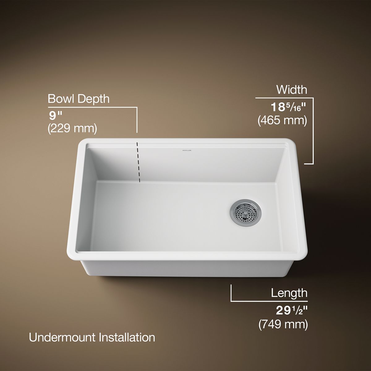 Billings® 29-1/2" undermount single-bowl kitchen sink